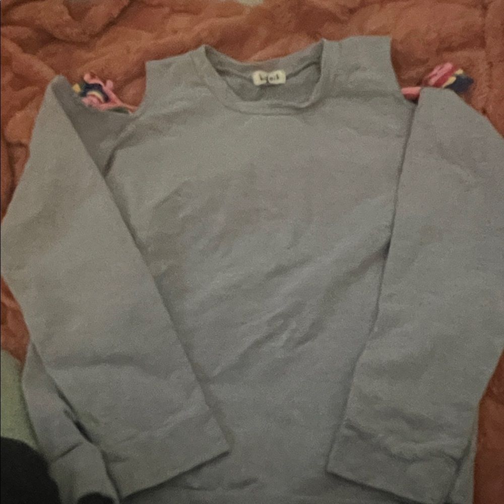 kidpik Gray Sweatshirt with Colorful Tassels
